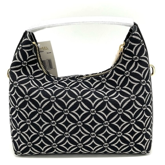 Michael Kors Ember Small Logo Jacquard Messenger Bag Black - Picture 5 of 11